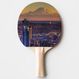 Cityscape view of Seattle downtown, football Ping Pong Paddle