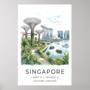 Cityscape Wall Art Singapore Marina Bay - Graphic
