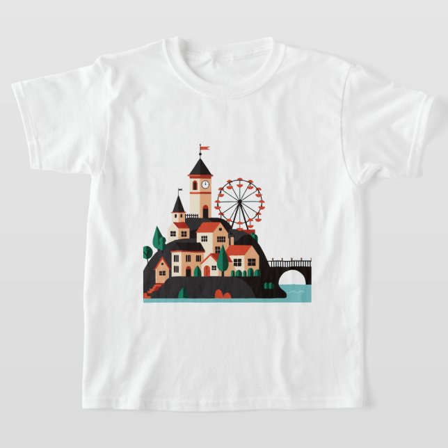 Cityscape with Ferris wheel T-Shirt (Laydown)