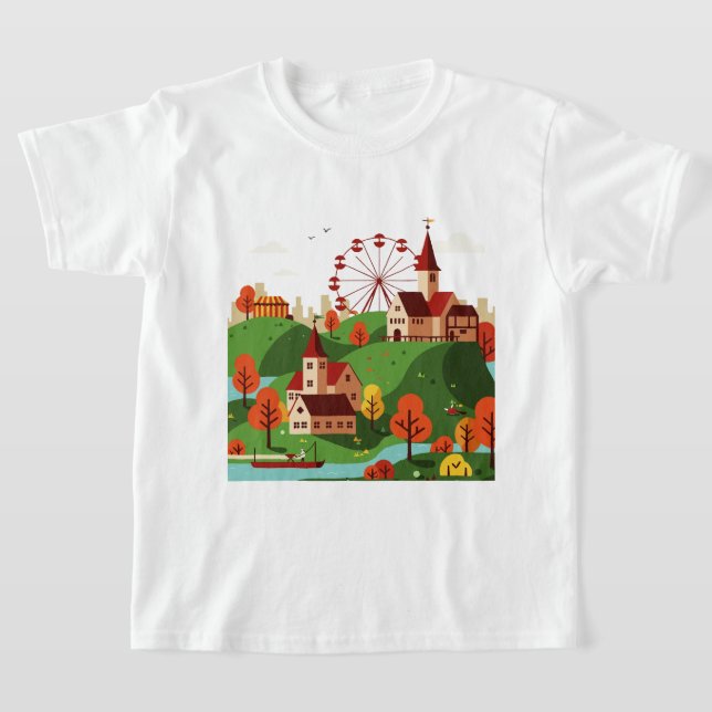 Cityscape with Ferris wheel T-Shirt (Laydown)