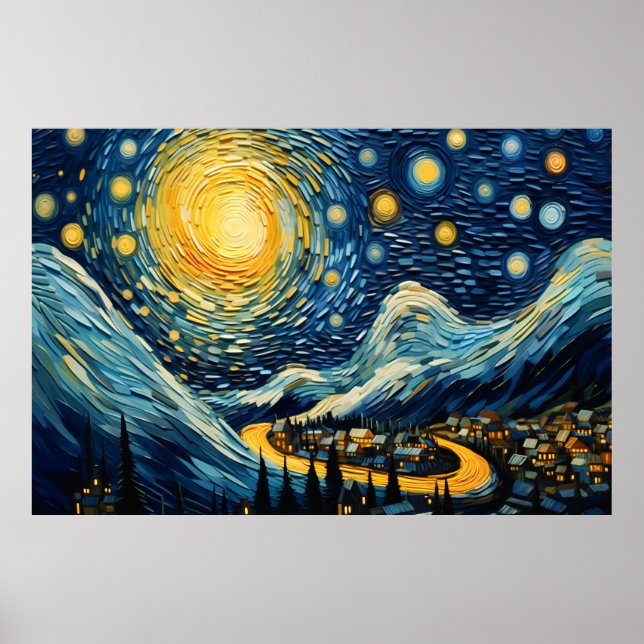 Cityscape with Moonlight Poster (Front)