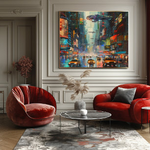 Ciudad Futurista: Impressionist and Realistic Land Poster