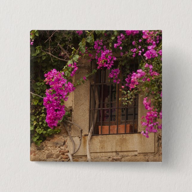 Ciudad Monumental, flower-covered buildings 15 Cm Square Badge (Front)