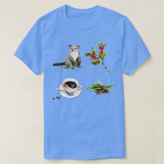 Civet Luwak Coffee Set T-Shirt (Design Front)