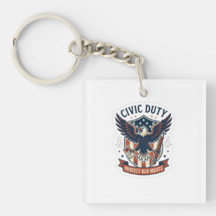Civic Duty Eagle – Patriotic Protect Our Rights Key Ring