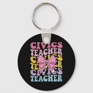 Civics Teacher Citizenship Political Science Back Key Ring