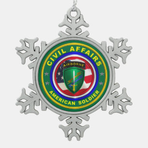 Civil Affairs Christmas  Snowflake Pewter Christmas Ornament