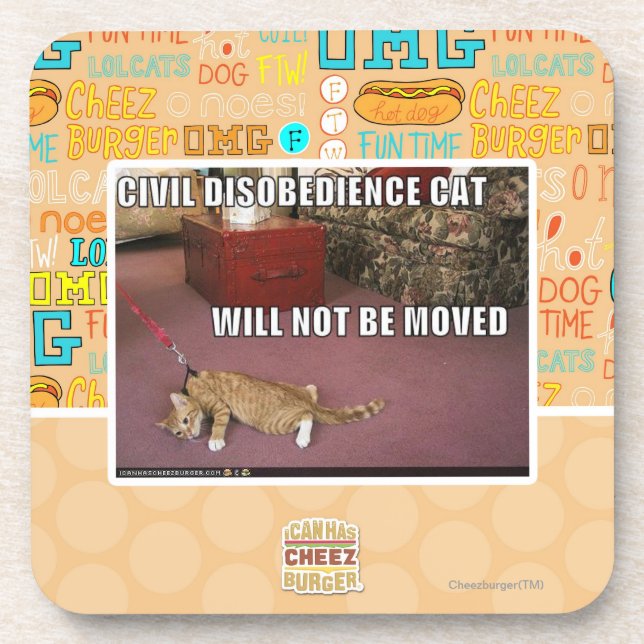 Civil Disobedience Cat Coaster (Front)