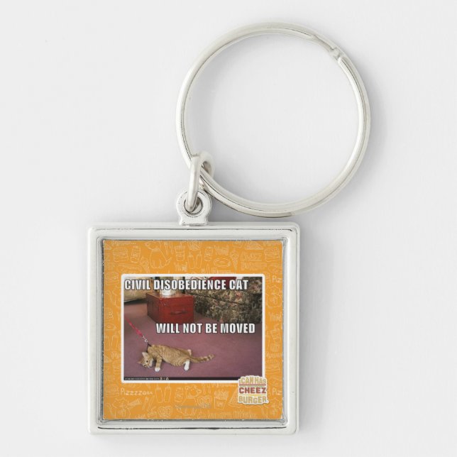 Civil Disobedience Cat Key Ring (Front)
