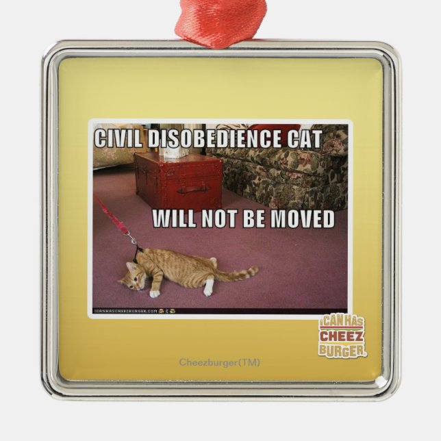 Civil Disobedience Cat Metal Tree Decoration (Front)