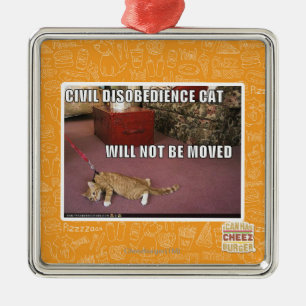 Civil Disobedience Cat Metal Tree Decoration