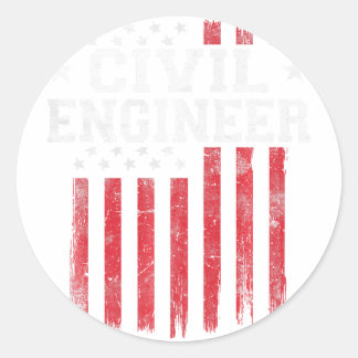 Civil Engineer American Flag USA Patriot Patriotic Classic Round Sticker