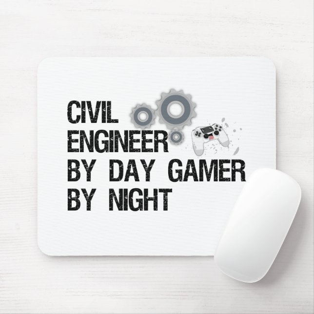 Civil Engineer By Day Gamer By Night Mouse Pad (With Mouse)