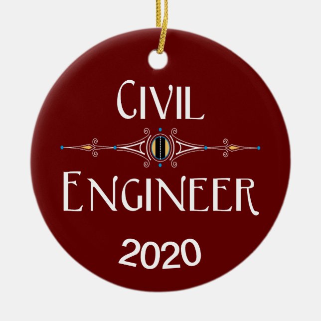 Civil Engineer Decorative Line Ceramic Tree Decoration (Front)