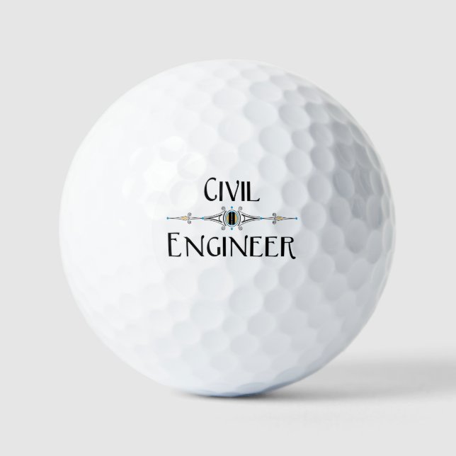 Civil Engineer Decorative Line Golf Balls (Front)