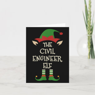 Civil Engineer Elf Funny Family Christmas Matching Card