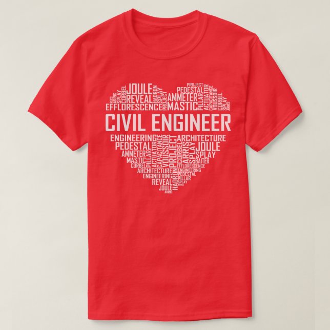 Civil Engineer Heart T-Shirt (Design Front)
