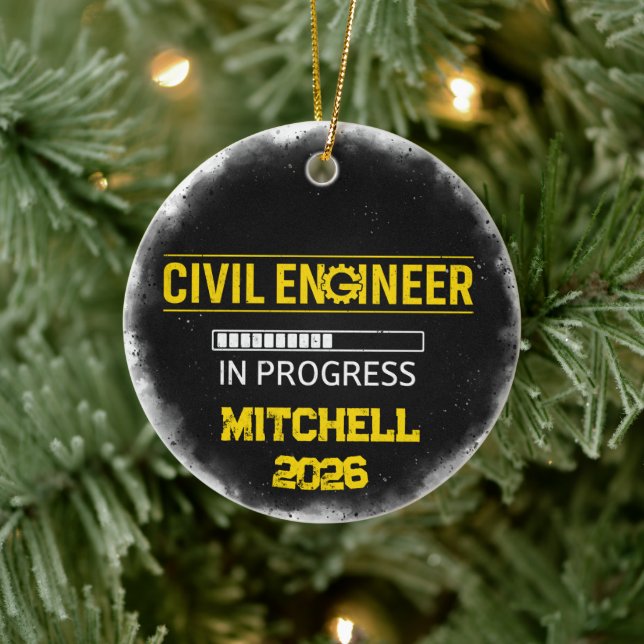 Civil Engineer In Progress Ceramic Tree Decoration (Tree)