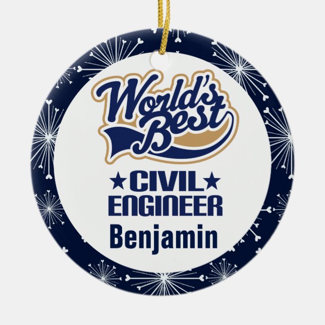 Civil Engineer Personalised Gift Ornament (Front)