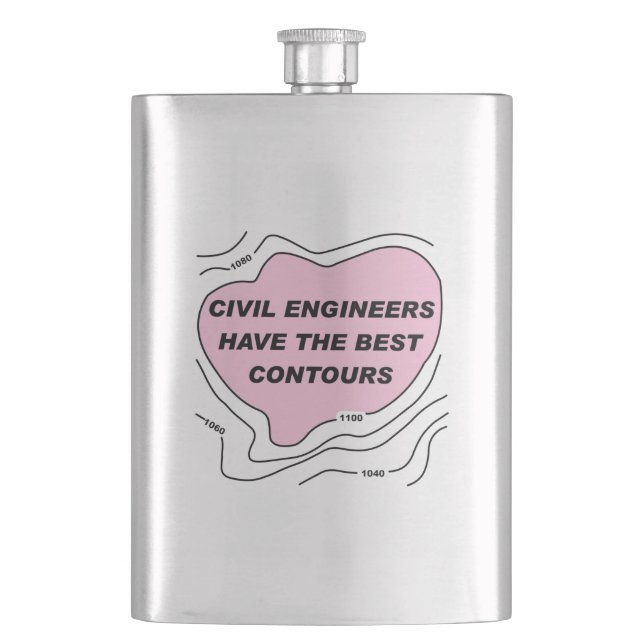Civil Engineer Pink Contours Hip Flask (Front)