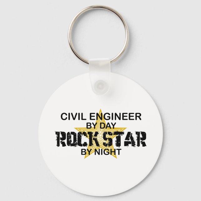 Civil Engineer Rock Star Key Ring (Front)