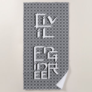 Civil Engineer White Character Beach Towel
