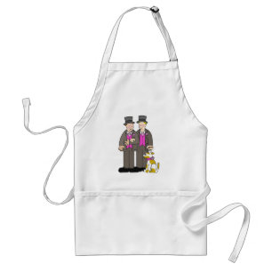 Civil union gay marriage two men and a dog. standard apron