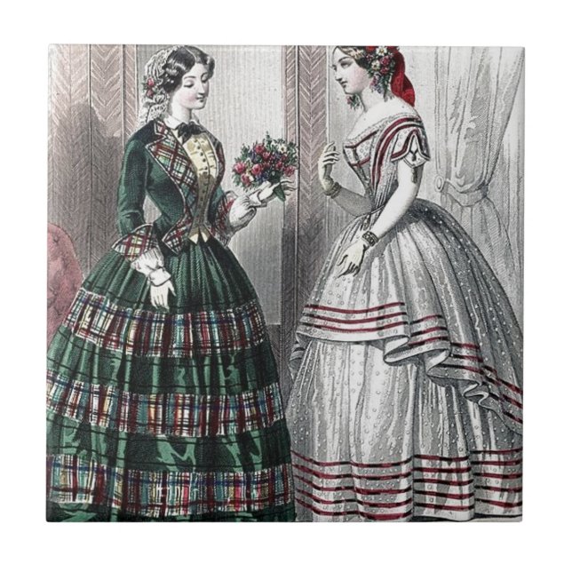 Civil War Antebellum Fashion Ladies Ball Gown Tile (Front)