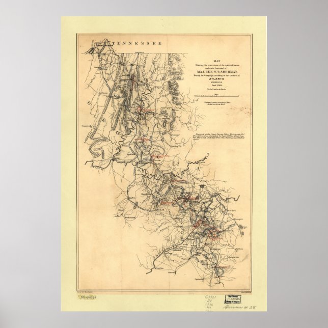 Civil War Atlanta Campaign Map September 1, 1864 Poster (Front)