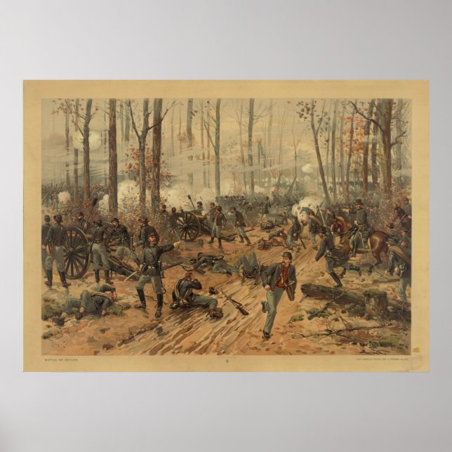 Civil War Battle of Shiloh by Thur de Thulstrup Poster (Front)