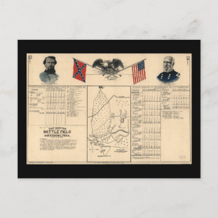 Civil War Battlefield of Harrisburg Map 1864 Postcard