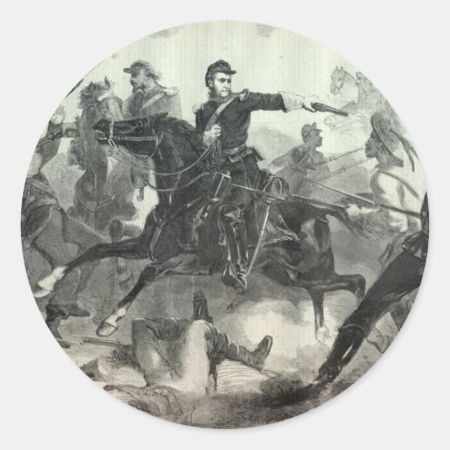 Civil War cavalry attack Classic Round Sticker (Front)