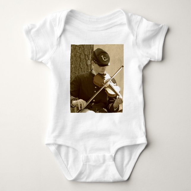 Civil War Fiddle Player Baby Bodysuit (Front)