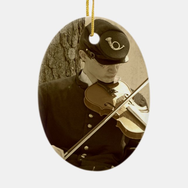 Civil War Fiddle Player Ceramic Tree Decoration (Back)