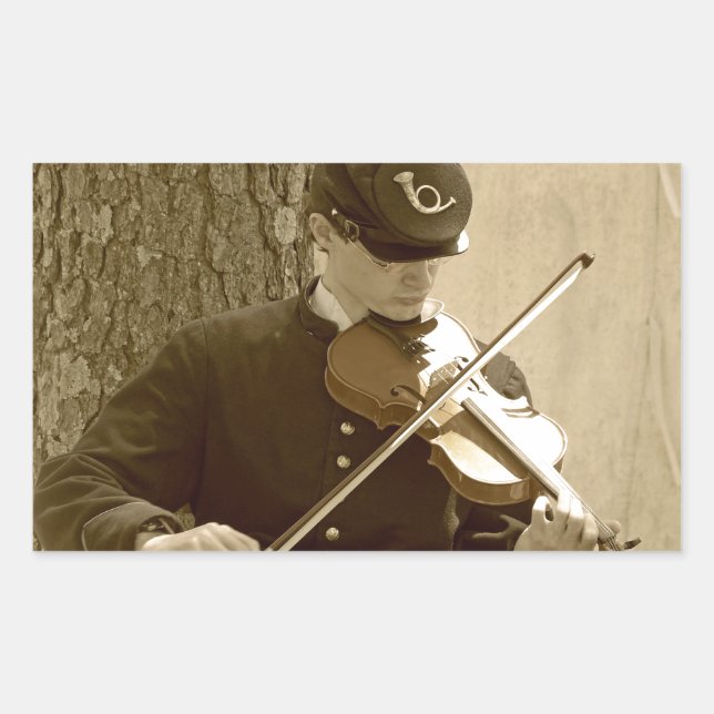 Civil War Fiddle Player Rectangular Sticker (Front)