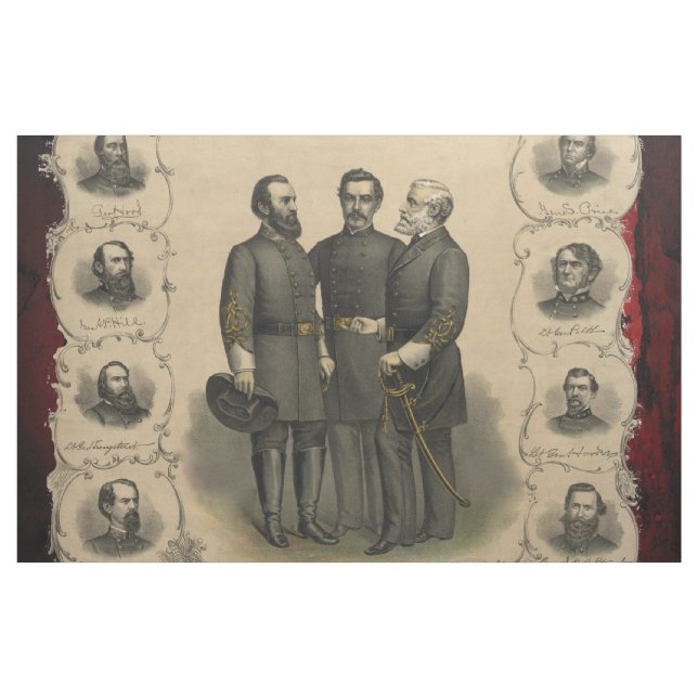 Civil War 🎖️⚔️ Heroes Southern Generals Fabric (Yard)