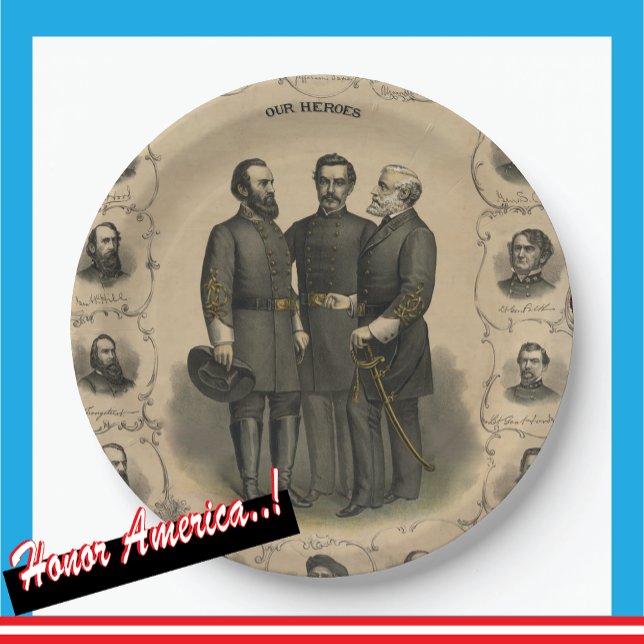 Civil War 🎖️⚔️ Heroes Southern Generals Paper Plate (Creator Uploaded)
