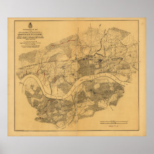 Civil War Knoxville Tennessee Map (1864) Poster