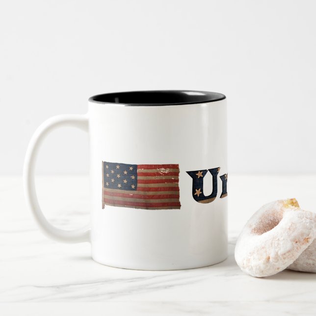 Civil War Union 🇺🇸 ✨ Awesome Gift Military Flag Two-Tone Coffee Mug (With Donut)