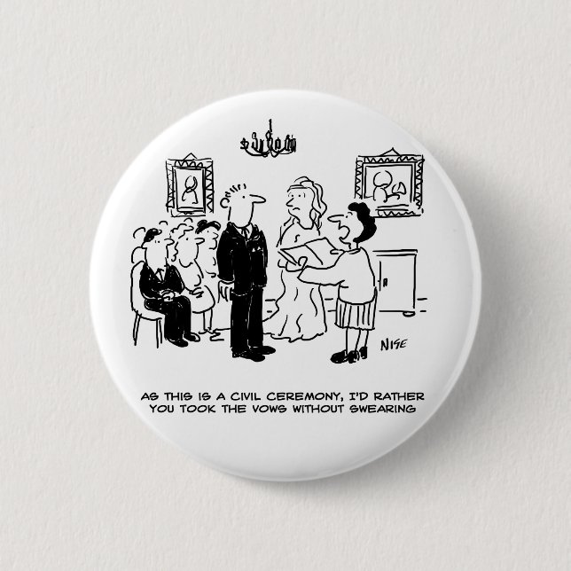 Civil Wedding Ceremony at a Registry Office 6 Cm Round Badge (Front)