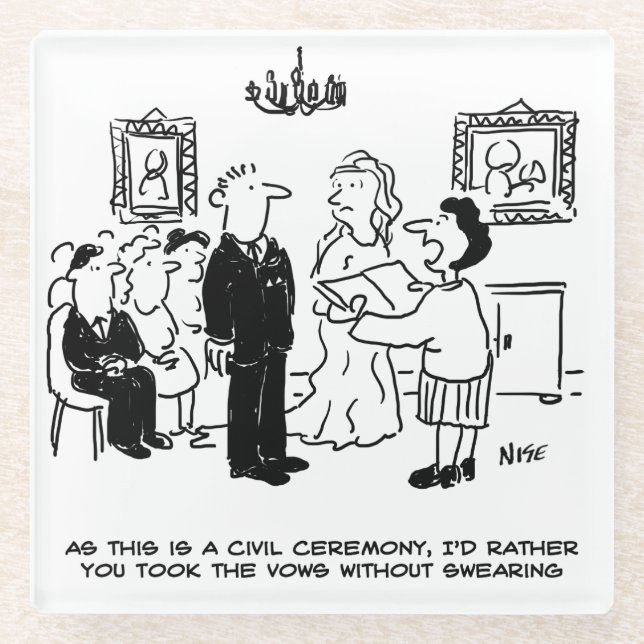 Civil Wedding Ceremony at a Registry Office Glass Coaster (Front)