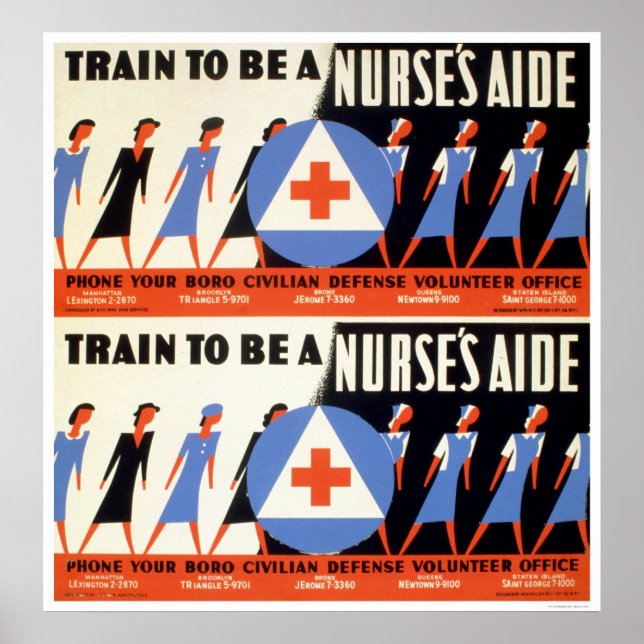 Civilian Defence - Train to be a Nurse's Aid - WPA Poster (Front)