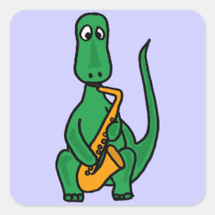 CK- Funny Dinosaur Playing Saxophone Sticker