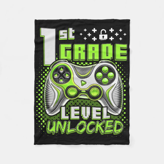Ck To School 1st Grade Boys Gamer First Day School Fleece Blanket (Front)