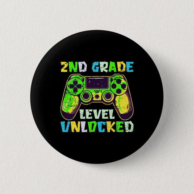 Ck To School 2nd Grade Boys Gamer First Day Second 6 Cm Round Badge (Front)
