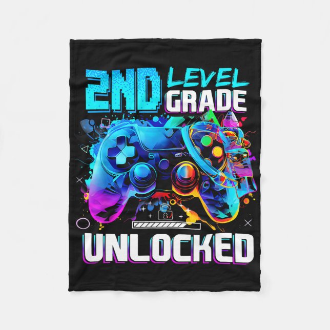 Ck To School 2nd Grade Level Unlocked Gamer Kids B Fleece Blanket (Front)