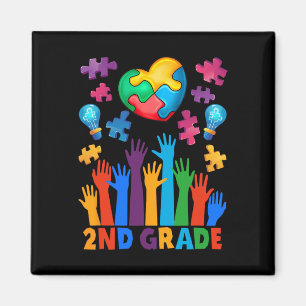 Ck To School 2nd Grade Puzzles Heart Autism Awaren Magnet