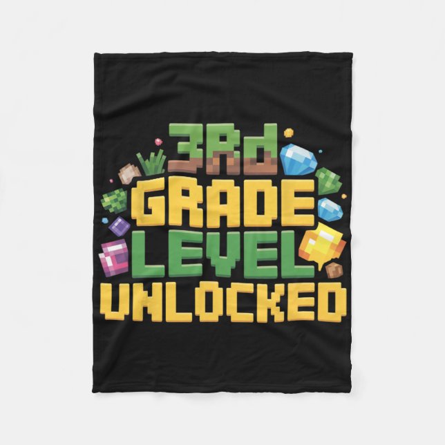 Ck To School 3rd Grade Boys Gamer First Day Of Thi Fleece Blanket (Front)