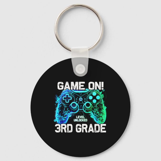 Ck To School 3rd Grade Boys Gamer First Day School Key Ring (Front)