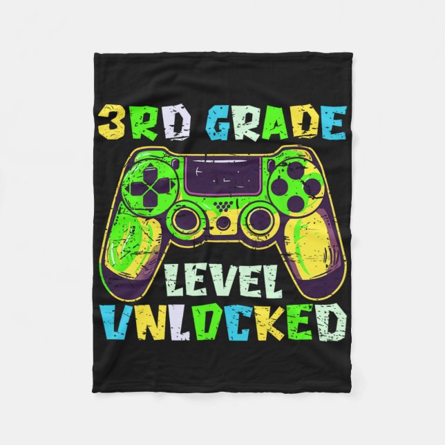 Ck To School 3rd Grade Boys Gamer First Day Third  Fleece Blanket (Front)